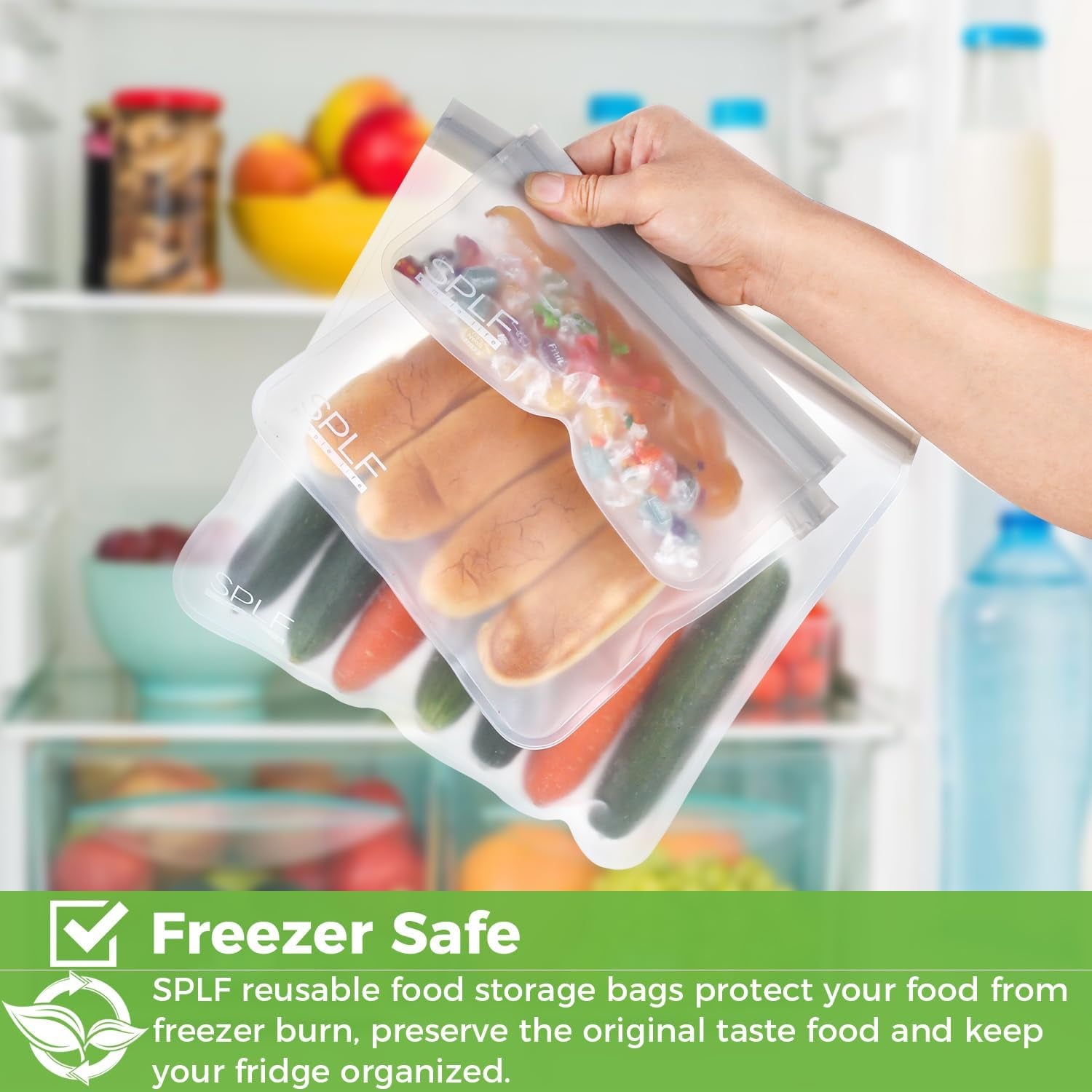 18 Pack Reusable Food Storage Bags Dishwasher Safe | Extra Thick Reusable Freezer Bags Leakproof Silicone and Plastic Free Lunch Bag- 6 Gallon, 6 Sandwich, 6 Snack